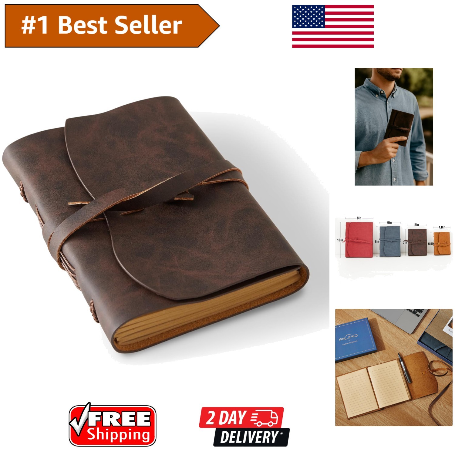 Stylish Handmade Leather Journal – 4.8×6.5, Ideal for Writing & Sketching