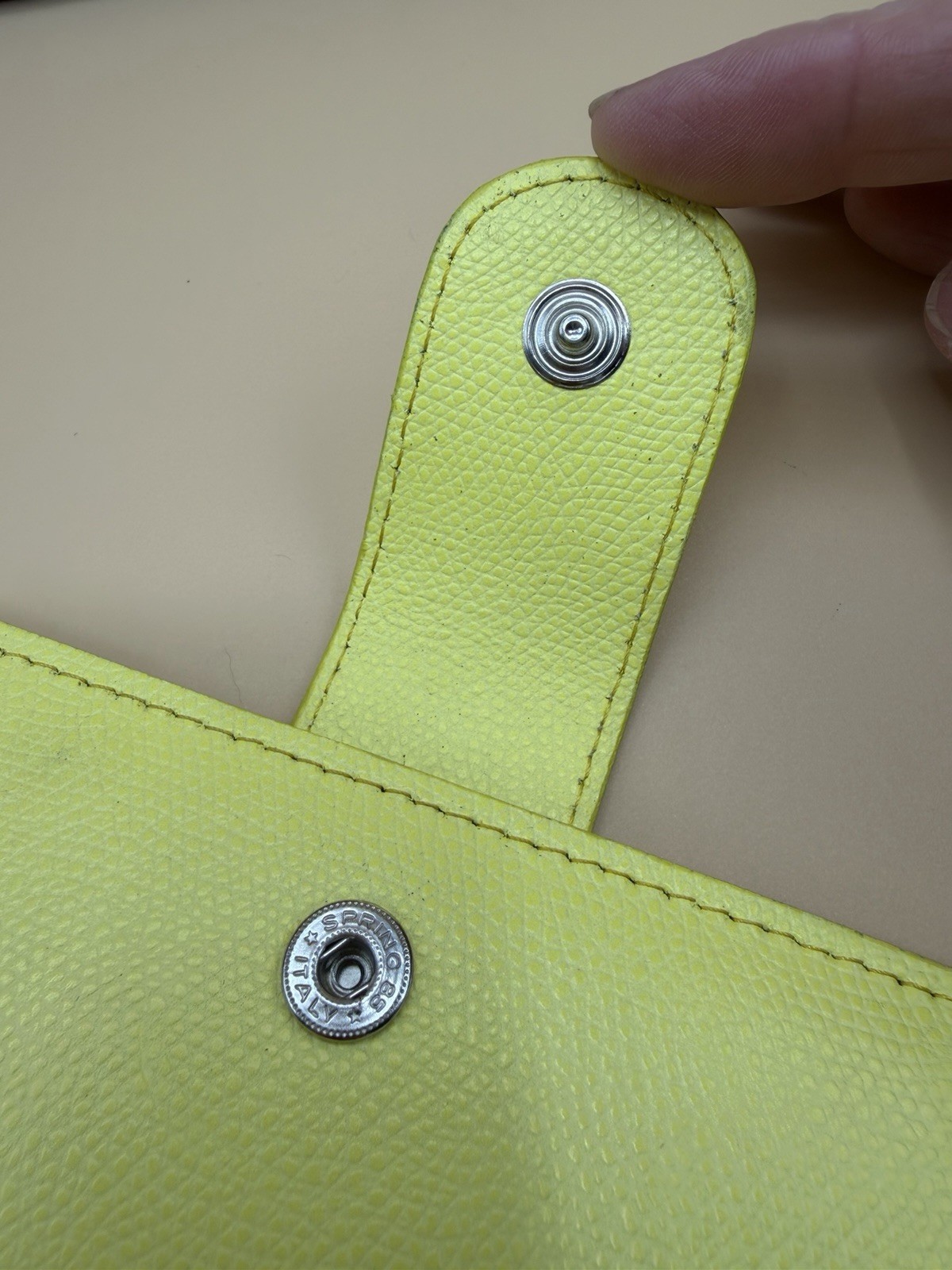 Naya Paperie Pocket Ring Planner Neon Yellow Leather 25mm Rings Pen Loop