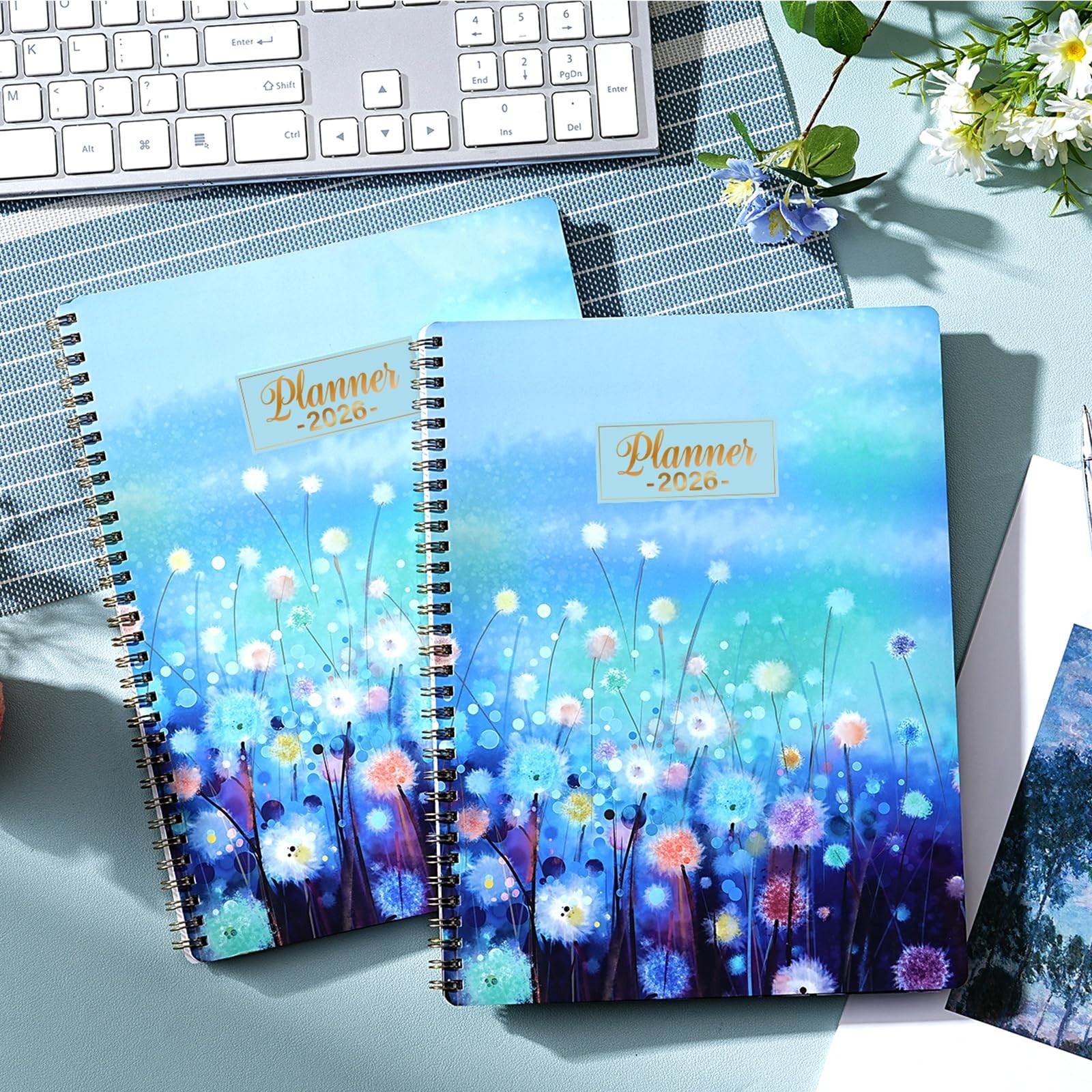 2026 Planner Calendar, Weekly Monthly Layout, Back Pocket, Blue