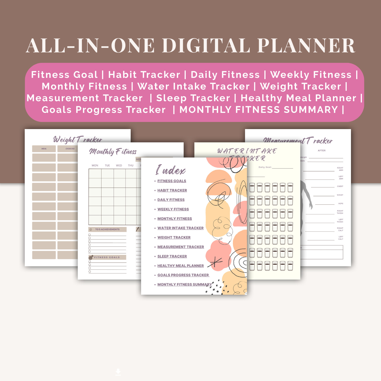 Fitness & Habit Planner PDF | GoodNotes iPad Planner, Workout Log & Habit Tracke