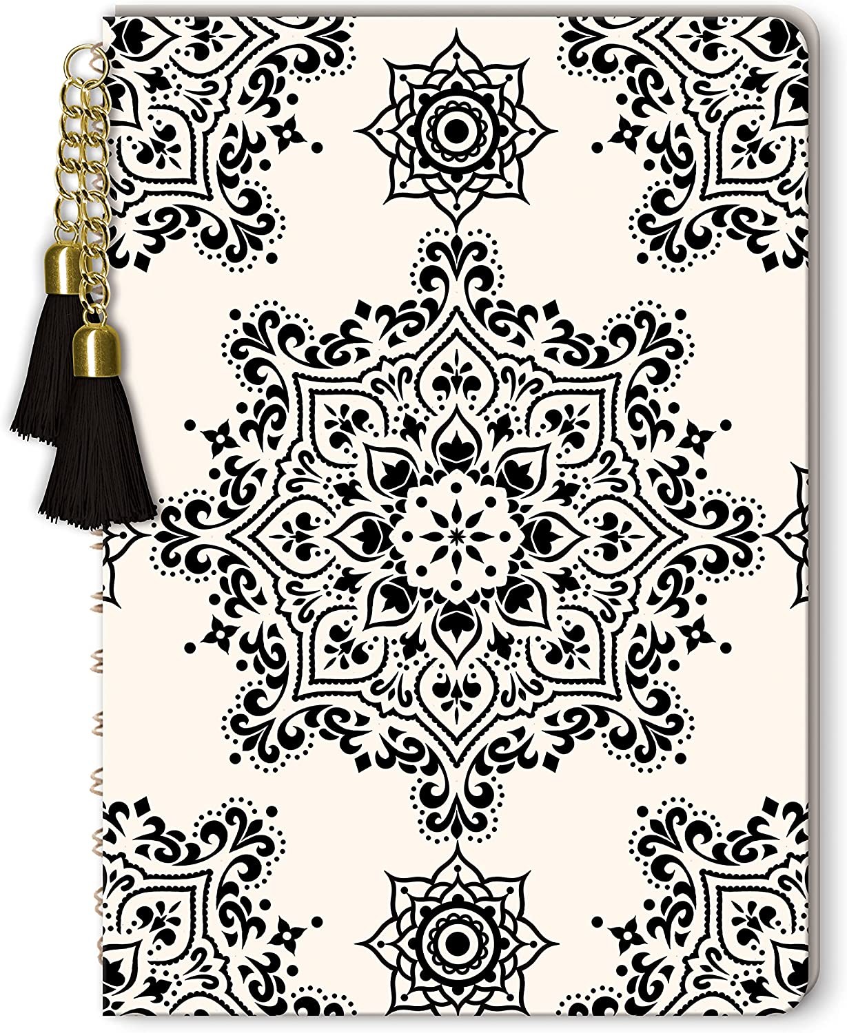 Punch Lady Jayne E2 Black Mandalas Tassled Journal 96 Lined Sheets 6″x8.5″ 15276