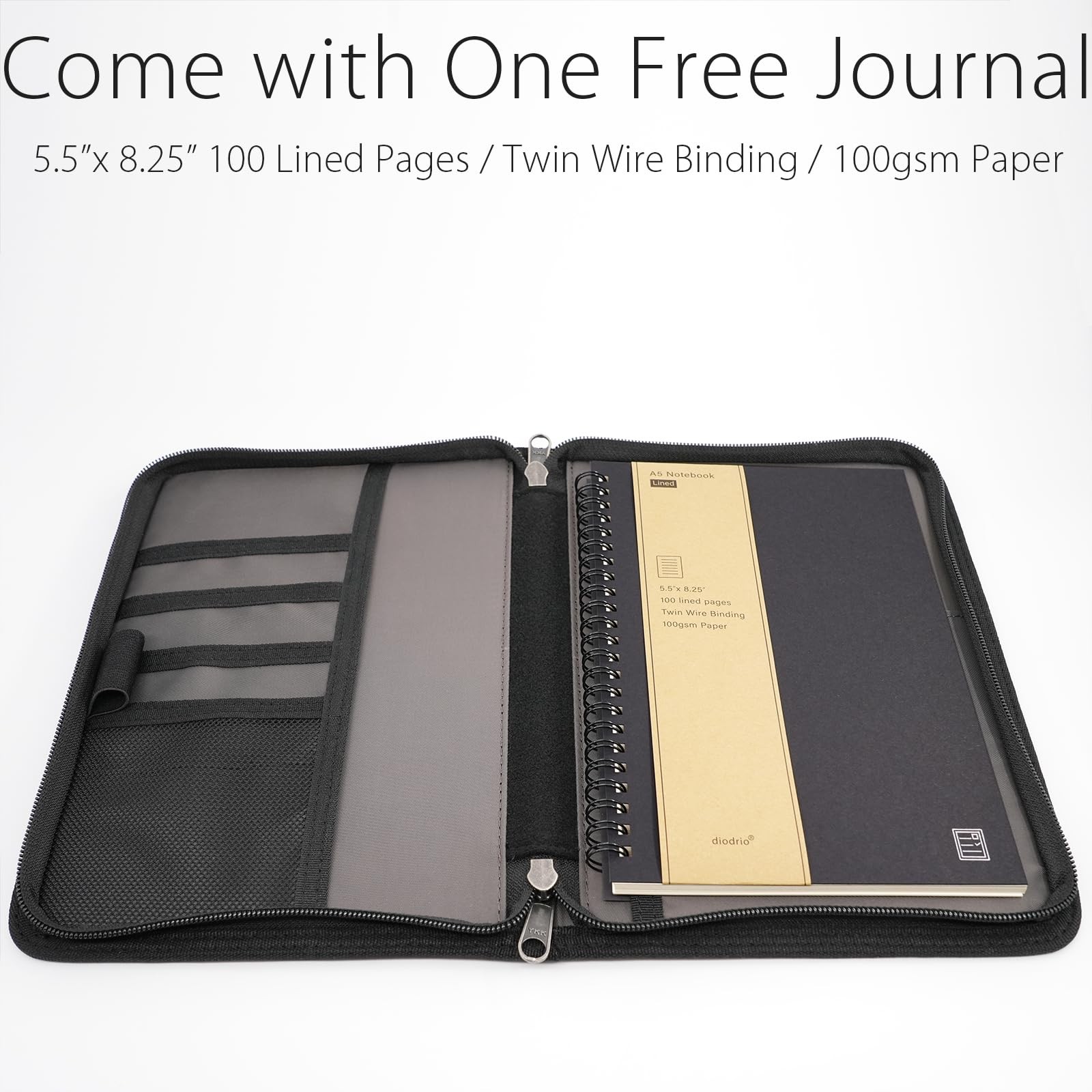A5 Zipper Journal Notebook Cover with YKK Zipper for 5.5 x 8.25 Moleskine Cah…