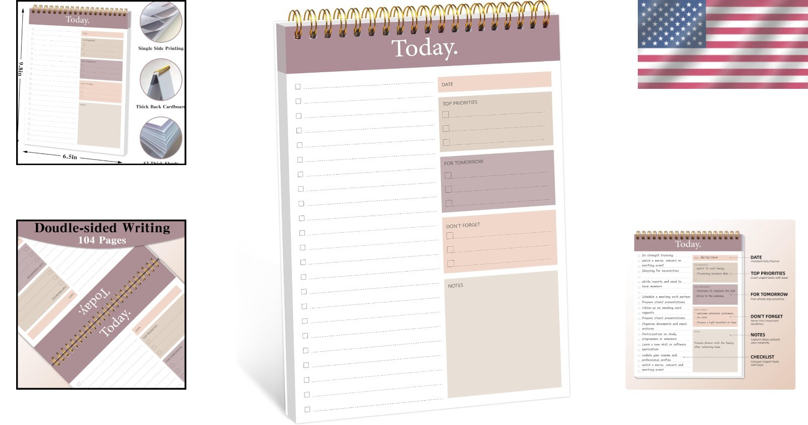 Daily Planner Notepad with PVC Cover – 52 Undated Pages for All Users