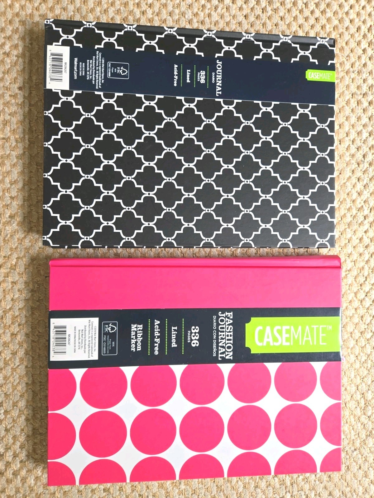 Lot of 2 Casemate Hardcover Journals 336 Lined Pages Acid Free Pink Black Set