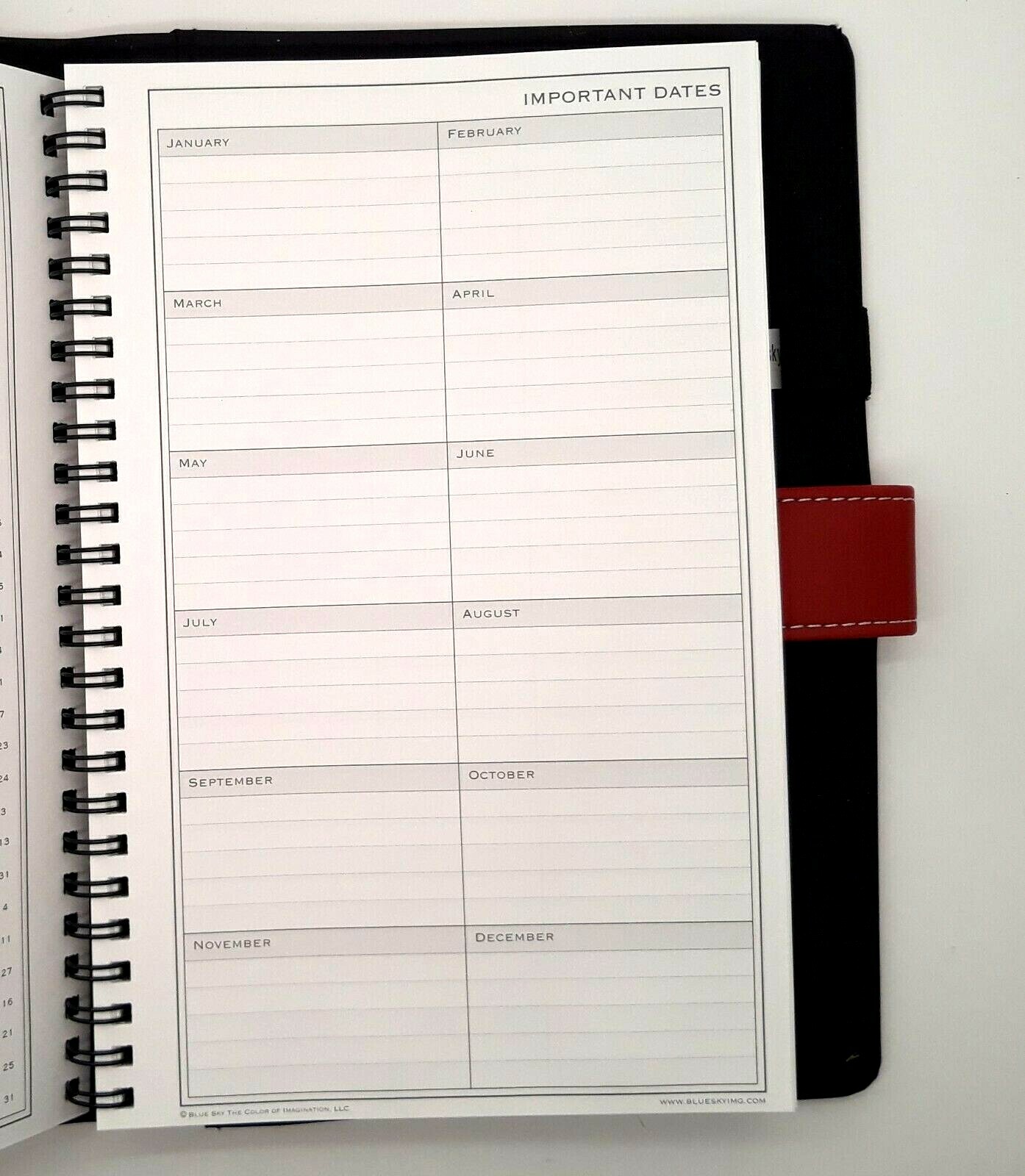 Blue Sky Pro Notes Red Notebook / Planner Faux Leather #11225 8 1/2″ x 5″