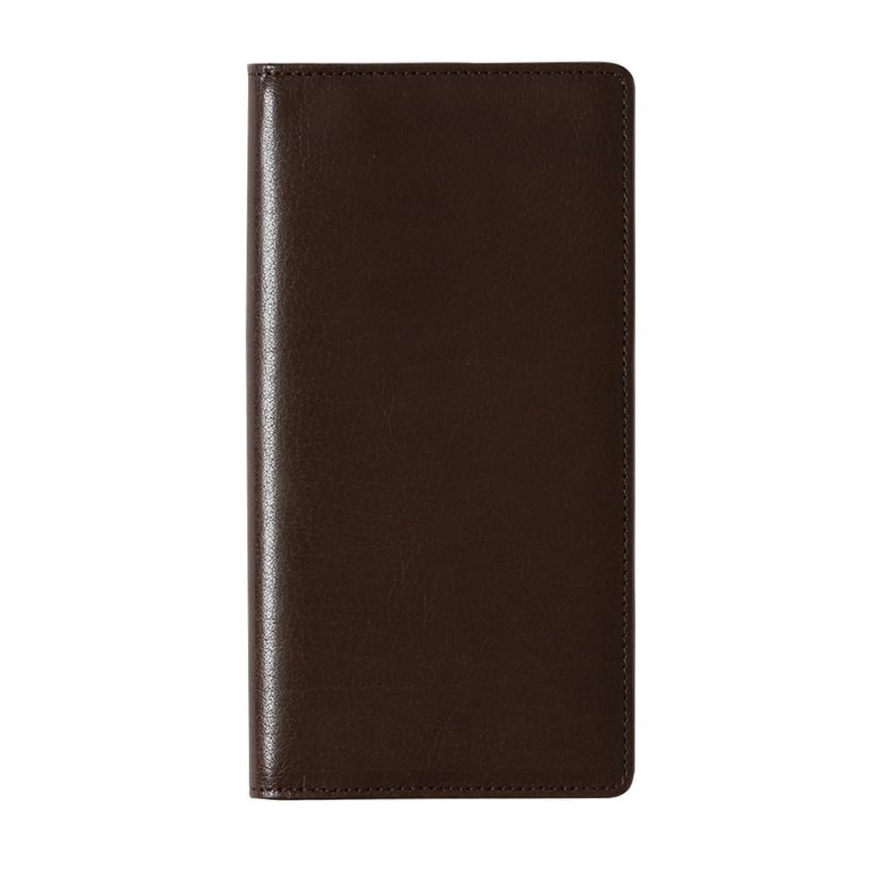 Genuine cowhide leather notebook cover, buffalo leather 8.8 x 17cm, chocolate