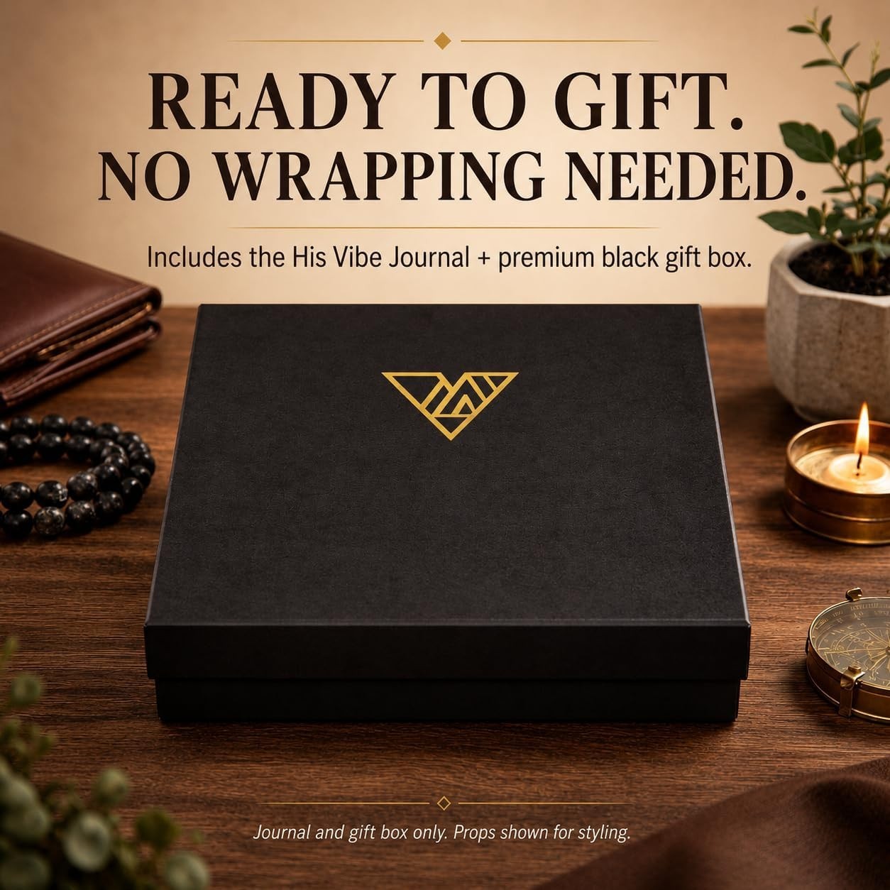 Guided Mindfulness Journal & Solid Brass Pen Set for Men – A5 Leather
