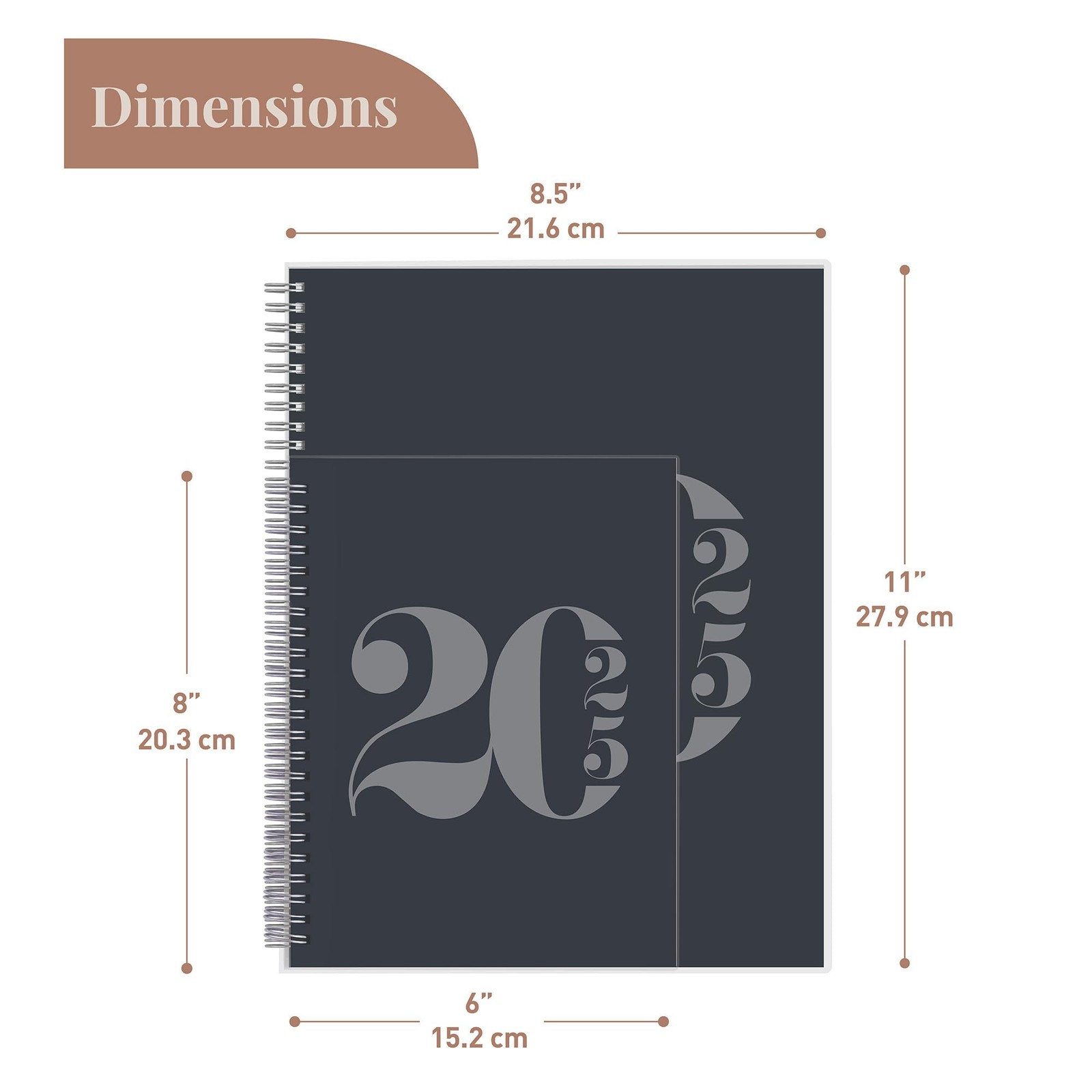 Rileys 2025 Weekly Planner – Typographic Annual & Monthly 6 x 8-Inches, Black