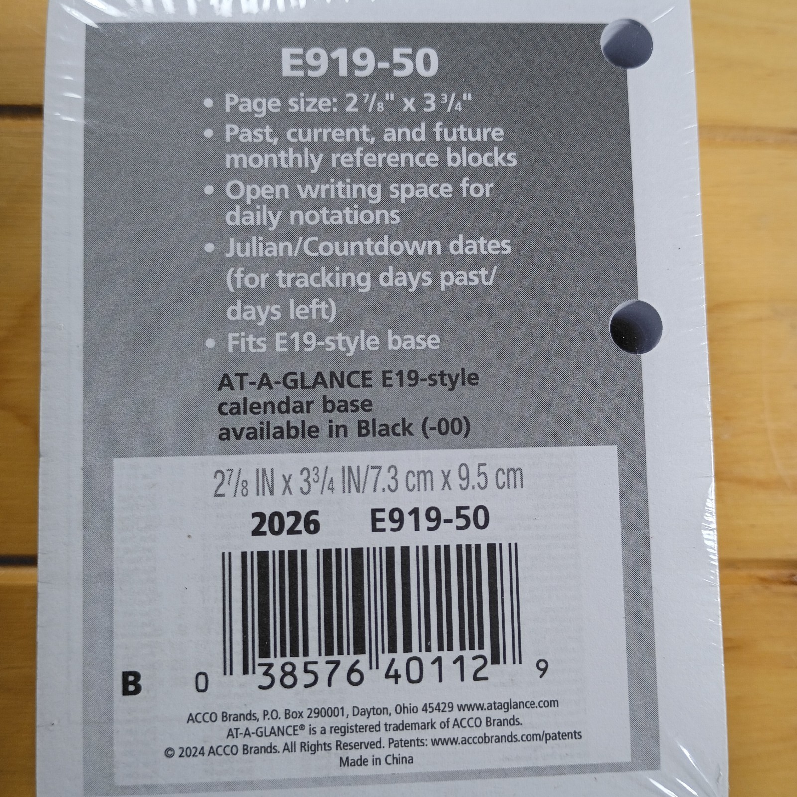 AT-A-GLANCE Daily Calendar Refill E919-50, 2 7/8 x 3 3/4 In, New.