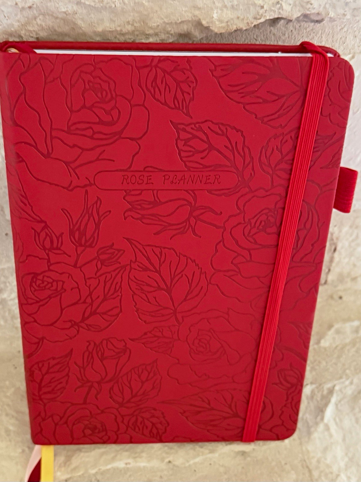 Rose Planner Undated Weekly Medium Planner, Red Floral Embossed Hardcover