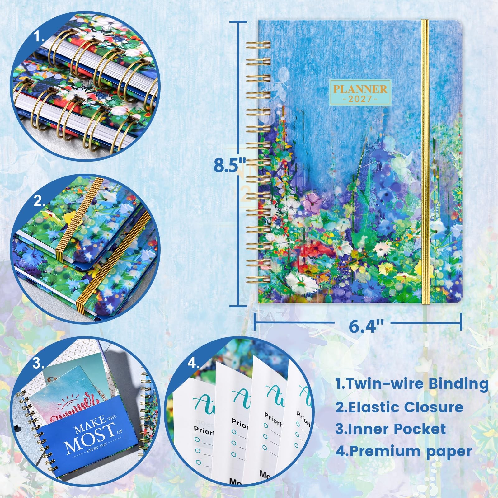 2027 Planner – 6.4″ x 8.5″, 2027 Planner Weekly and Monthly from Jan. – Dec.2…