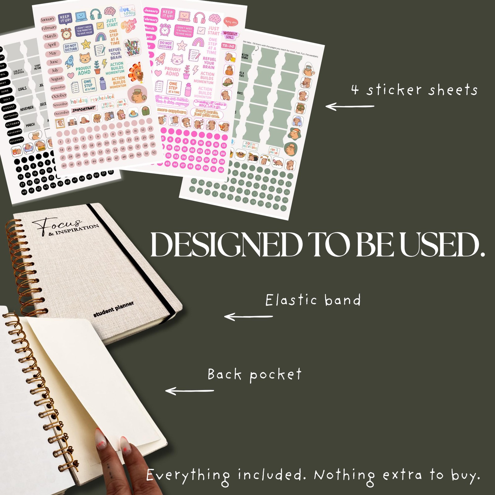 ADHD Student Planner – Undated A5 Study Letter (8.5 x 6.5 inches), Neutral