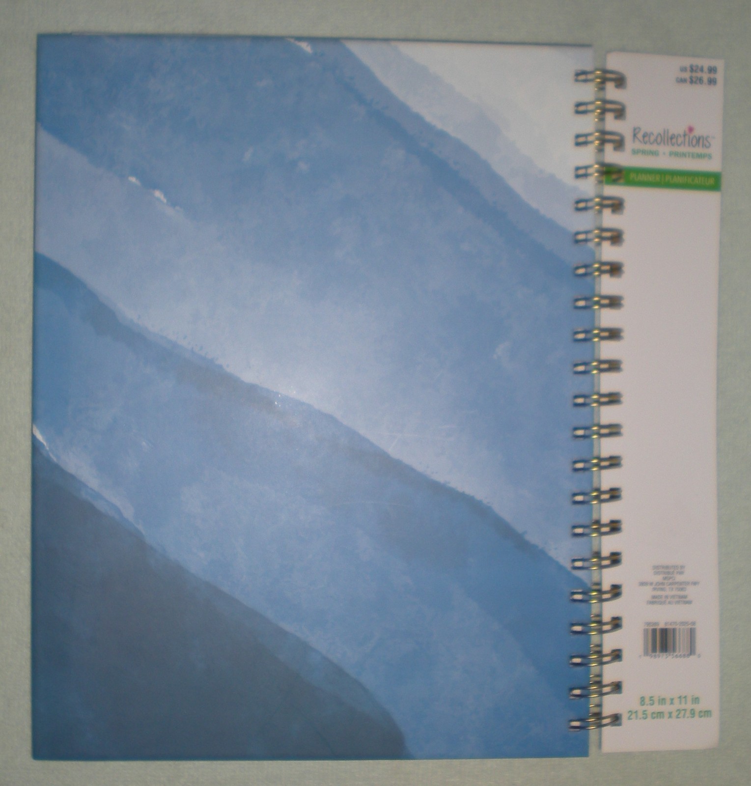 Recollections 2026 Planner Blue Sky Watercolor Wave Gold Spiral Binding 8.5″x11″