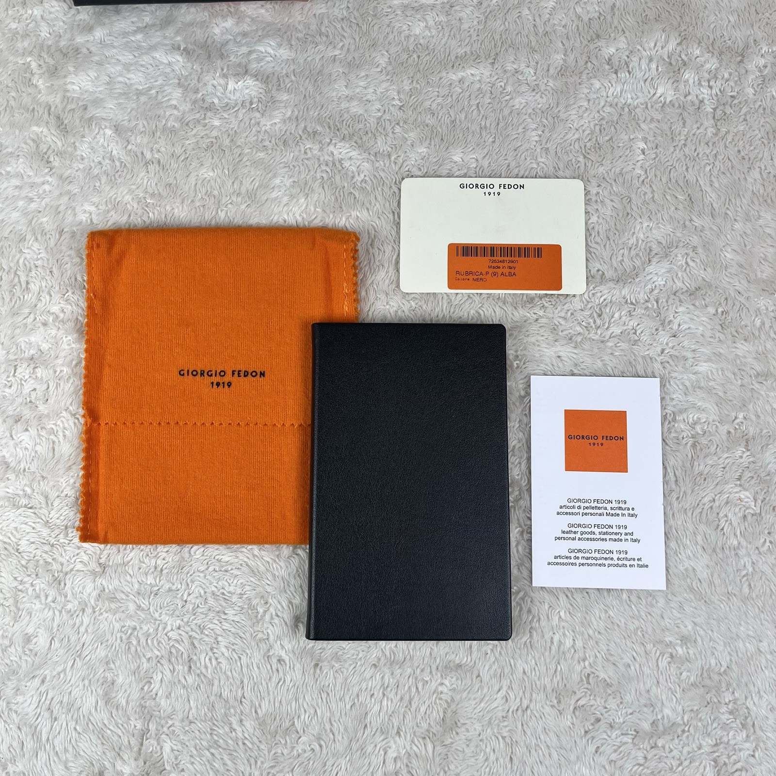 Giorgio Fedon Leather Address Book Agenda Black 3” x 5” Dust Cover Made in Italy