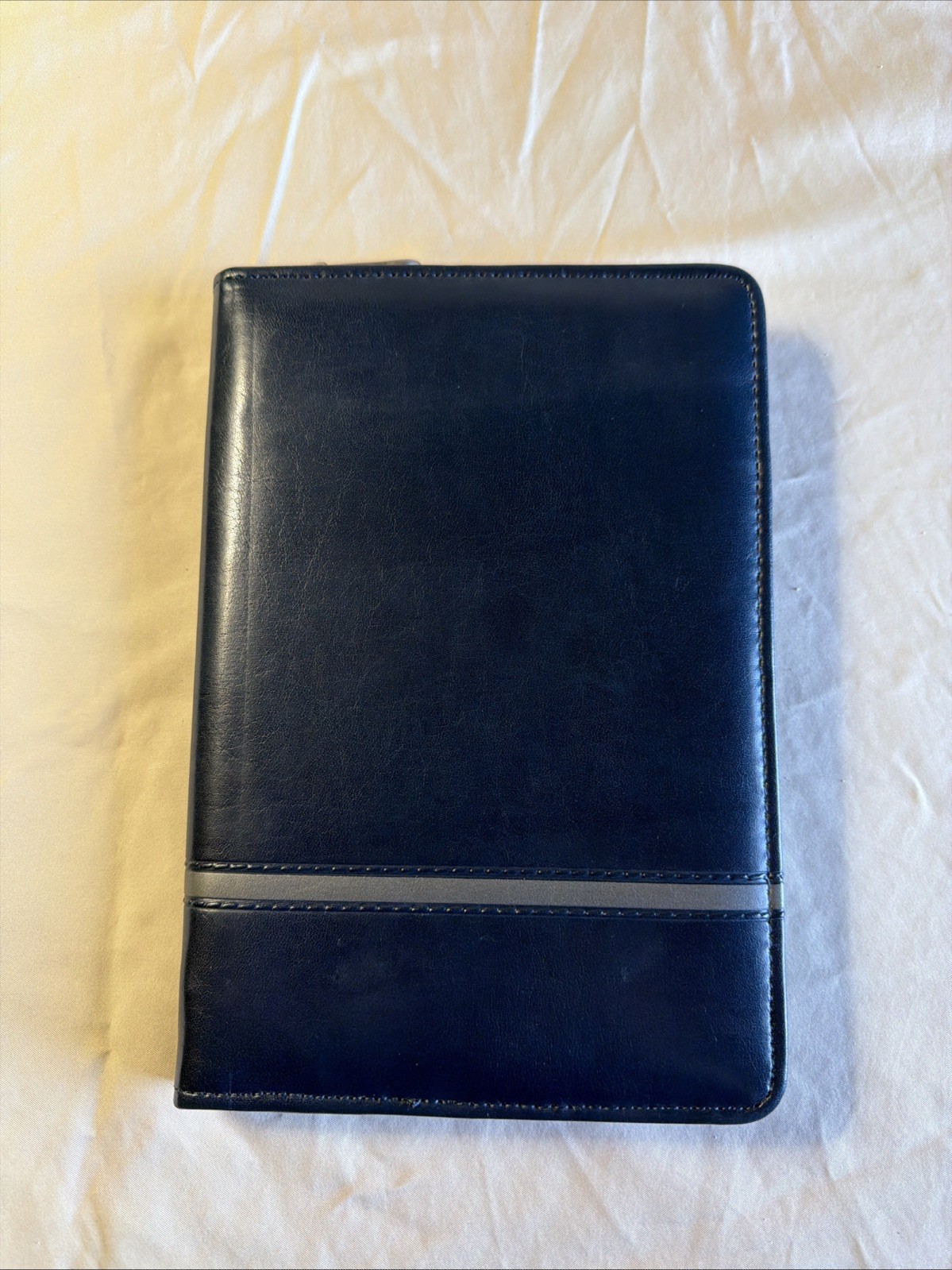 Dart Zippered Leather Notepad Cover A5 Navy Blue 6.25×9.25 Planner Case