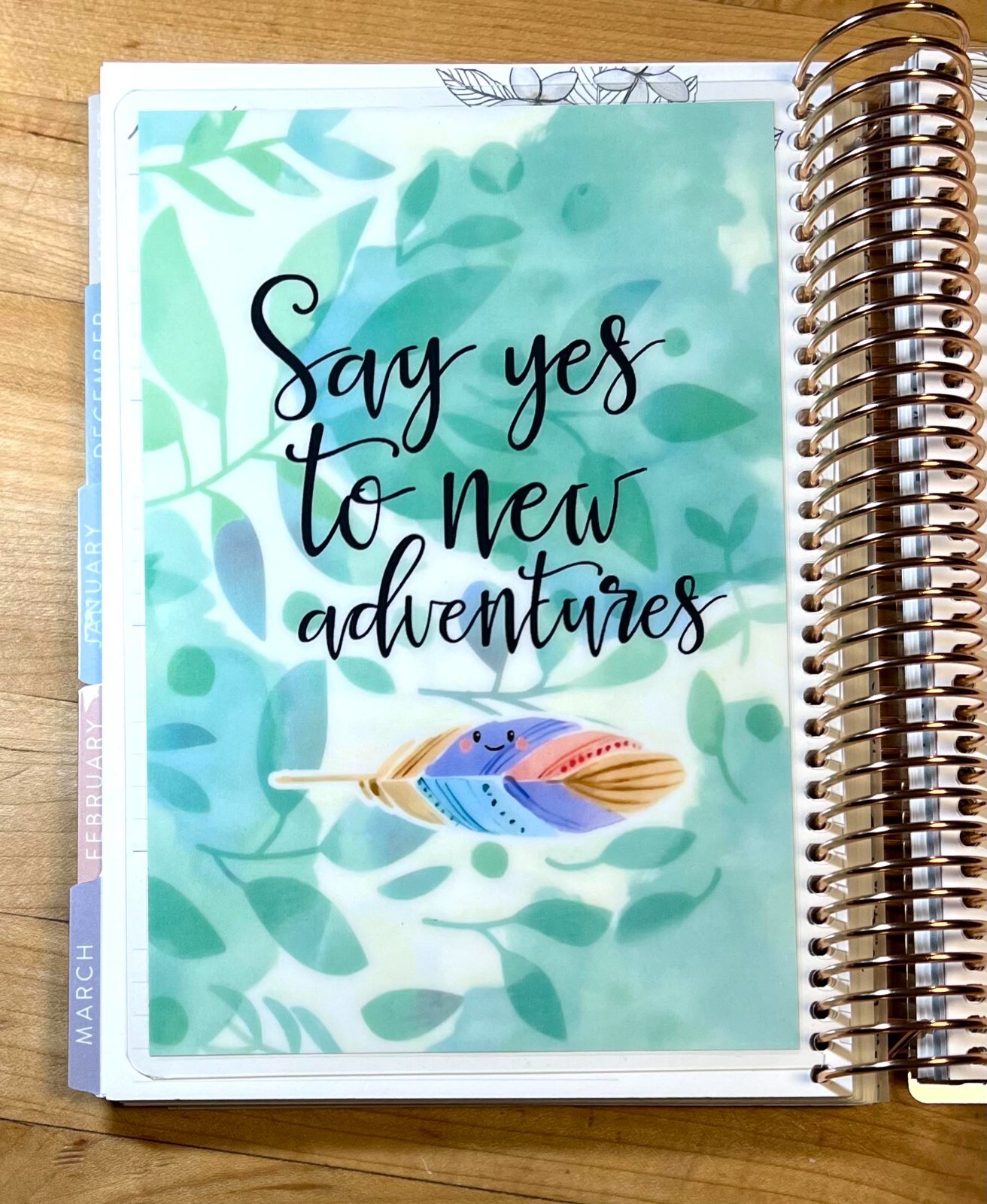 “Say Yes to New Adventures” Dashboard 4 use with Erin Condren A5 Coil Spiral-