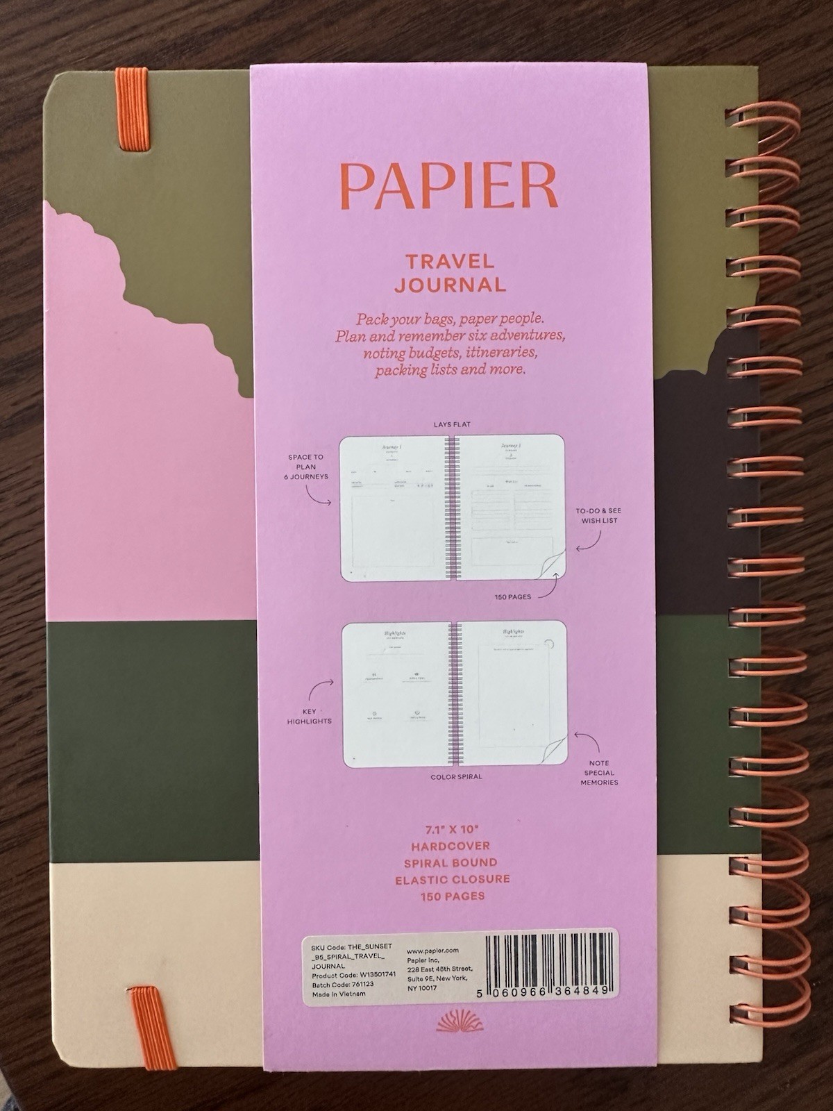 Papier 150pg Guided Notebook 9.84”*7.48“ Travel Journel The Sunset