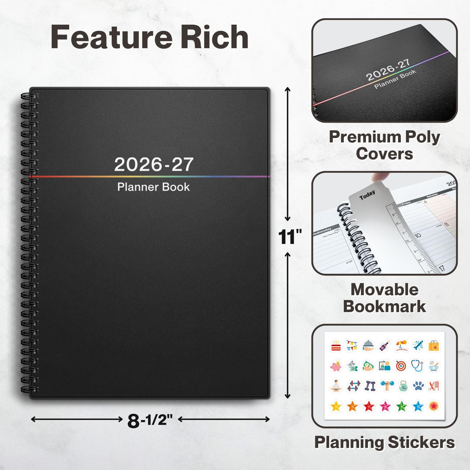 Dunwell Planner 20262027 8.5×11, July 2026 to June 2027, Weekly and Monthly A…
