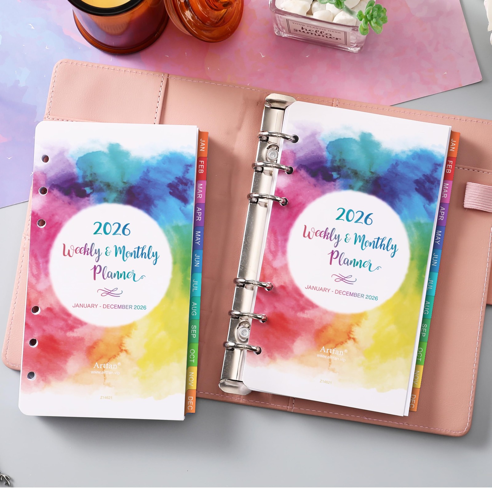 Small Multicolored 2026 Planner Refill with Monthly and Weekly Pages