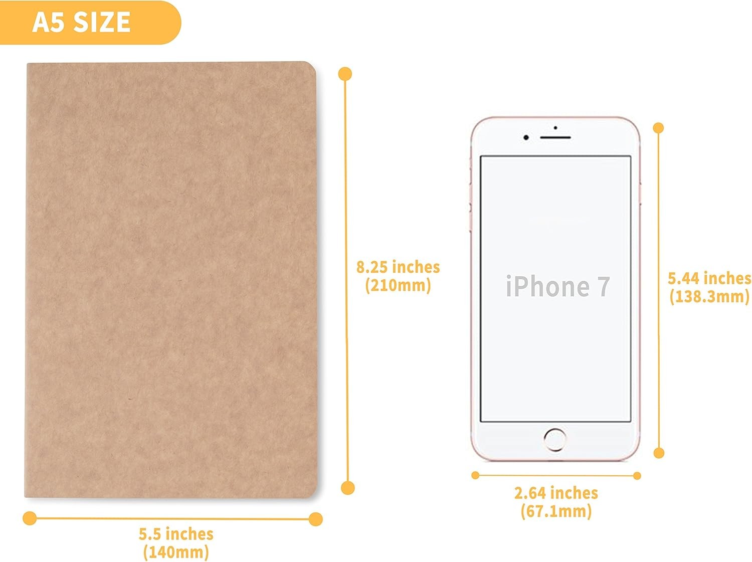 TWONE 15 Packs Kraft Notebook Ruled Pages Brown Cover A5,