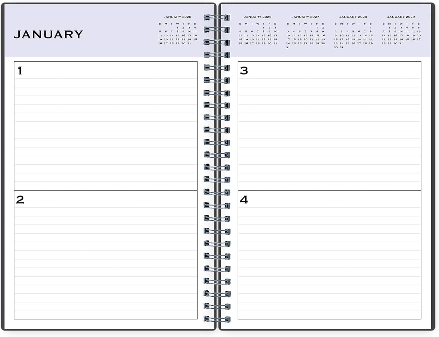 Undated Daily Planner, Flexible Cover, Twin-Wire Binding, 5.5″ X 8.5″, Passages