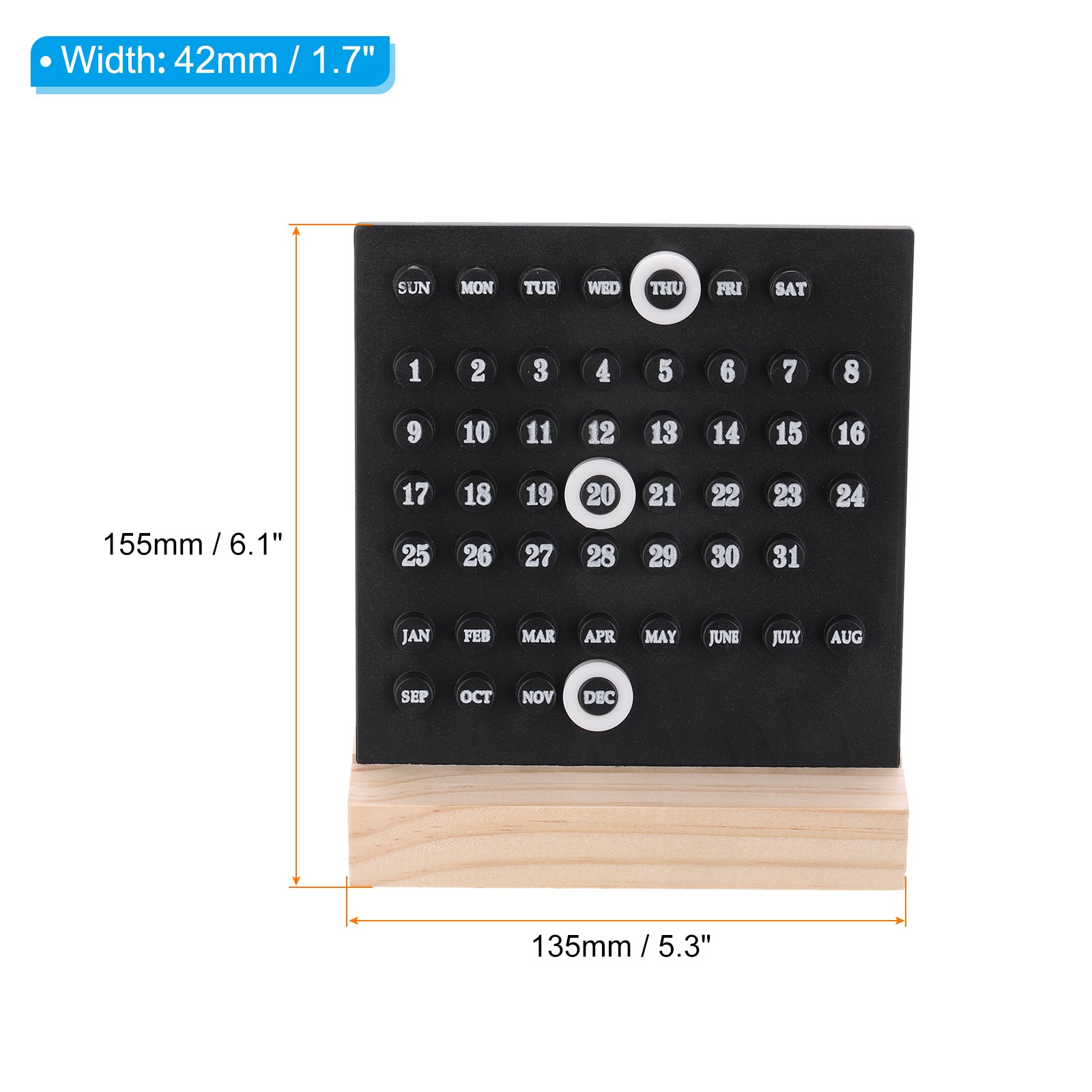 Wood Perpetual Calendar Desktop Acrylic Calendar Stand Black