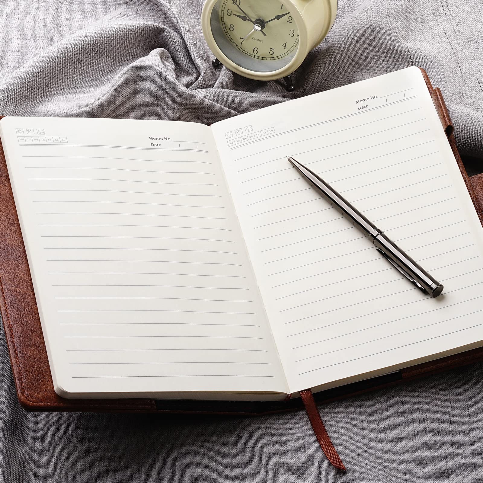 WEMATE Diary with Lock, A5 PU Leather Journal A5（5.8 x 8.6inch）, Brown