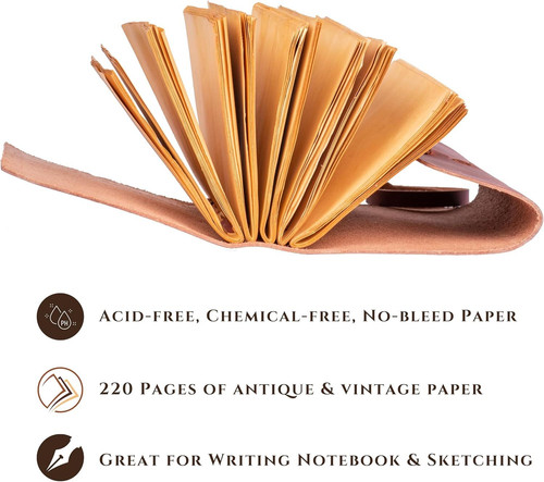 LEATHER VILLAGE Leather Bound Journal – 7 inches X 5 inches, Cappuccino Brown