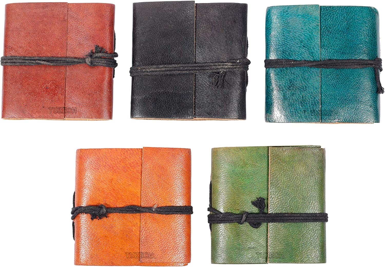 TUZECH 5Pack Handmade Mini Leather Book of Shadows Journal, Blank Pocket Diary