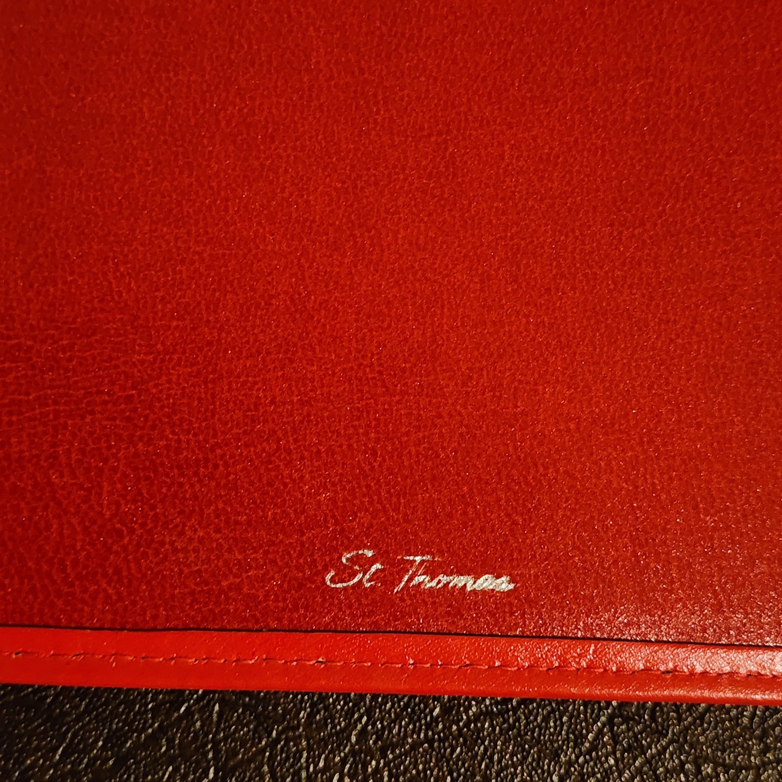 Vintage ST THOMAS Red Leather Notebook Journal Cover Planner Organizer Agenda