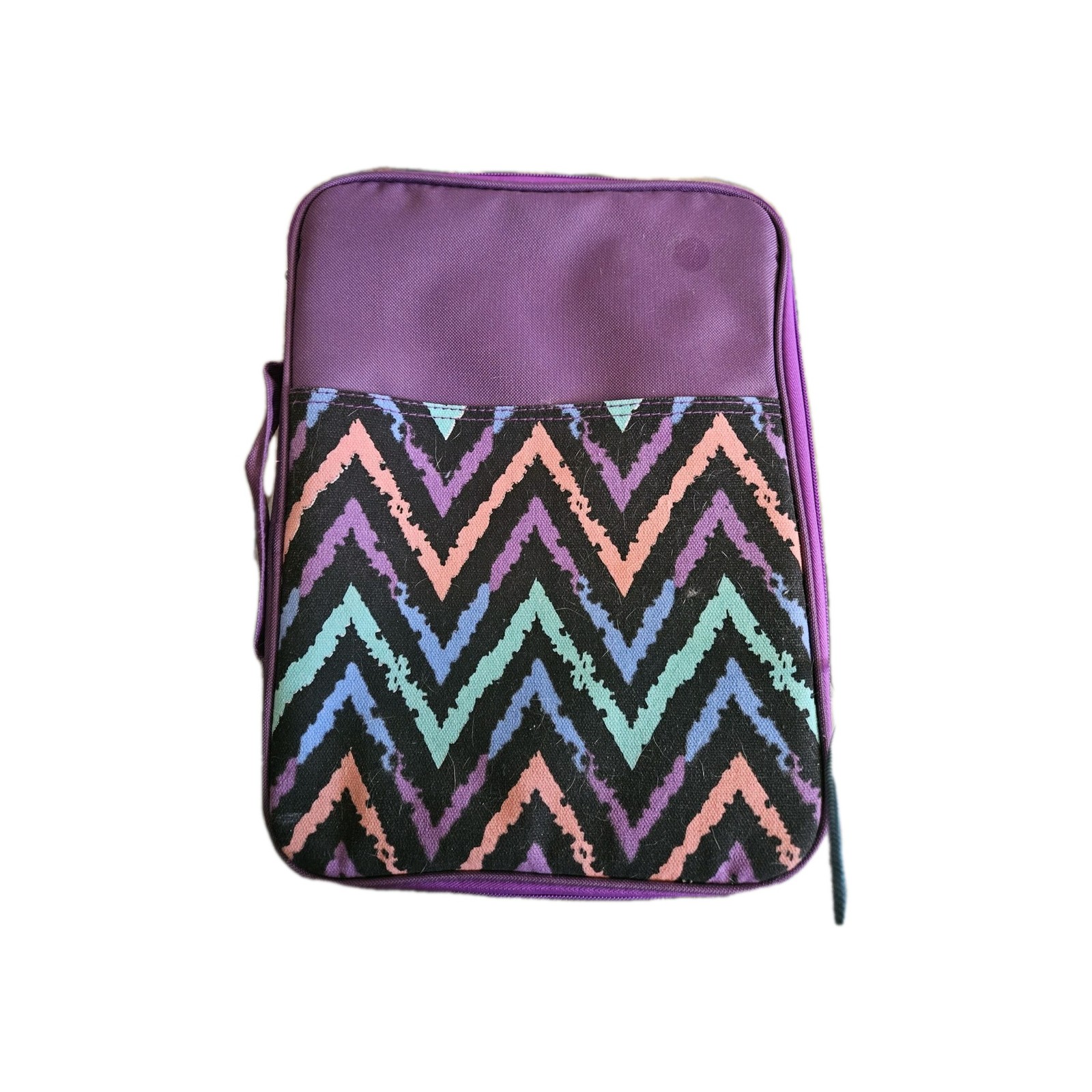 Purple Zip Around Organizer Case 13×9 – Chevron Pattern, Multi-Pocket Travel…