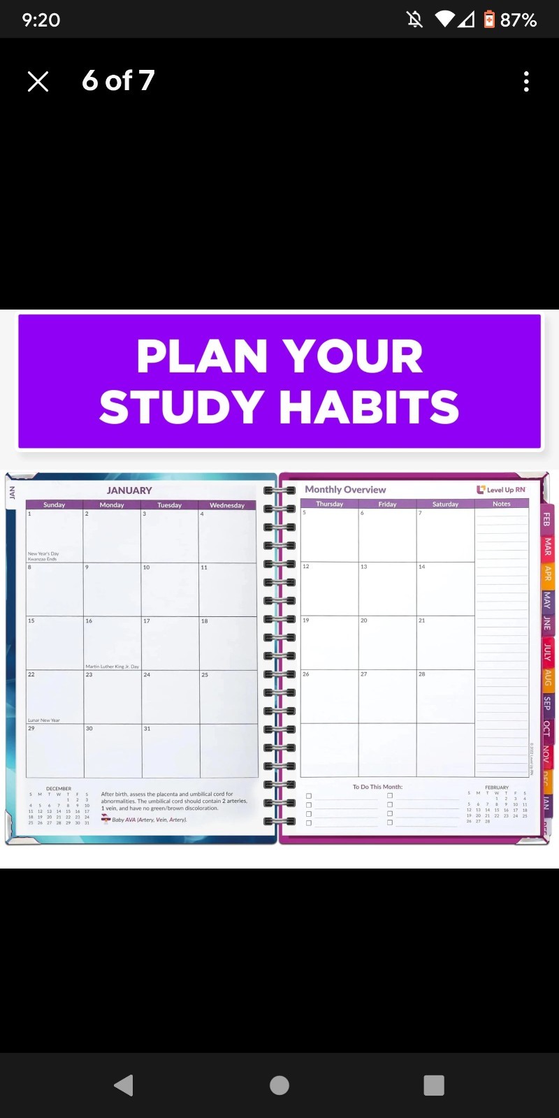 Nursing School Study Planner Level Up RN Nursing Good May 2026 – January 2027