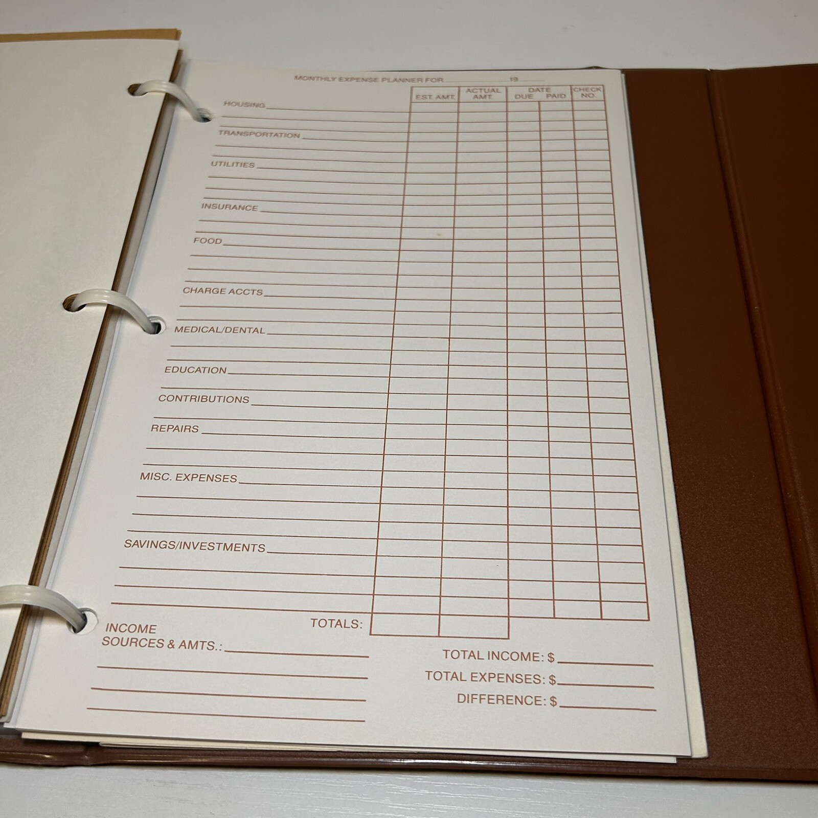 Vintage Mead 1978 Trifold Home Budget Bill Planner Record Binder W/ Inserts 8×11
