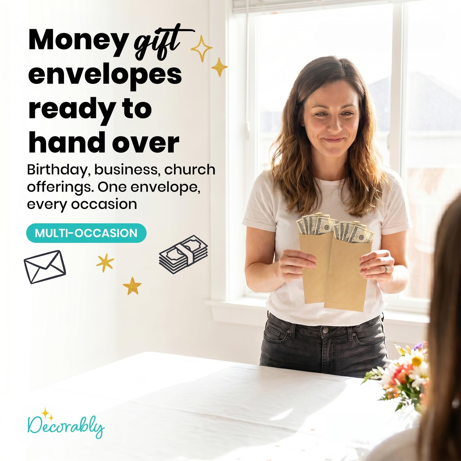 Kraft Money Envelopes 110 Pack 6.5×3.5in Self Adhesive Coin Gift Cash
