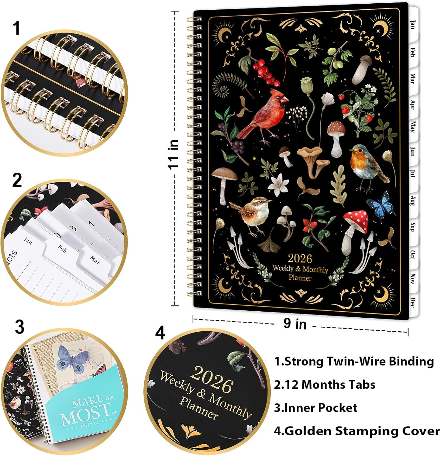 2026 Planner – Planner 2026, 9″ x 11″, Jan 2026 – Dec 2026, 2026 Weekly Monthly