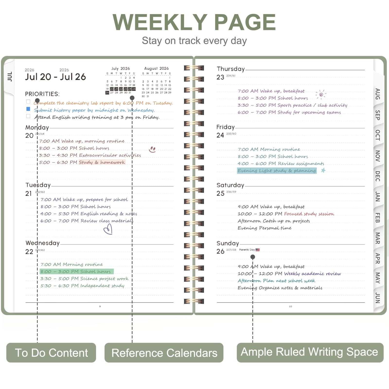 2027 Academic Weekly Monthly Planner Hardcover A5 6.3×8.3 for Students