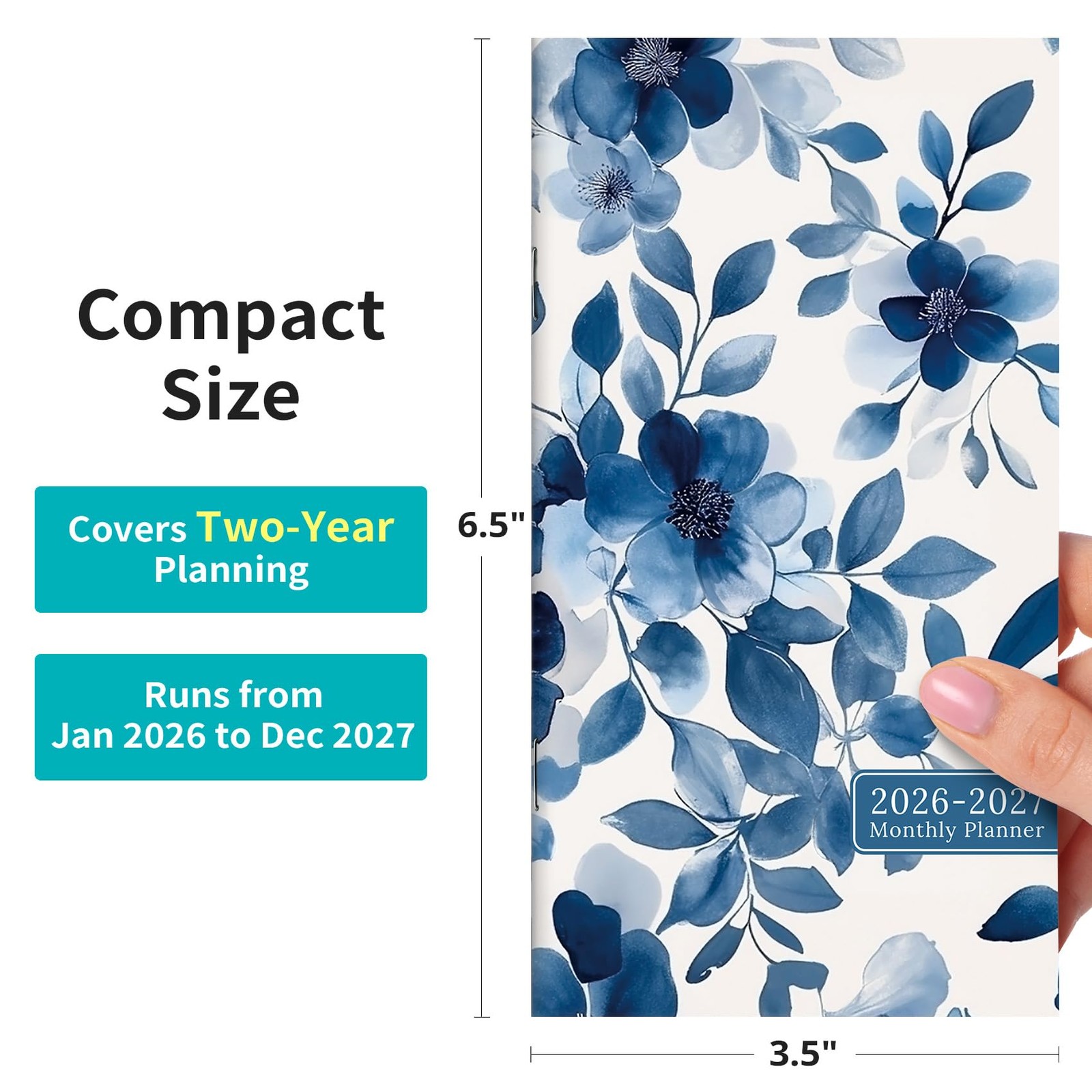 Pocket Calendar 2026-2027 for Purse, Two Year Monthly Planner Pocket Size 6.5″ X