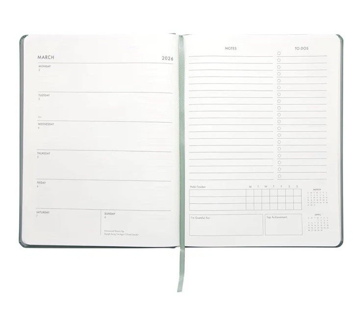Eccolo 2026 Large Agenda Planner, 12 Month Jan- Dec Monthly & Weekly Planner
