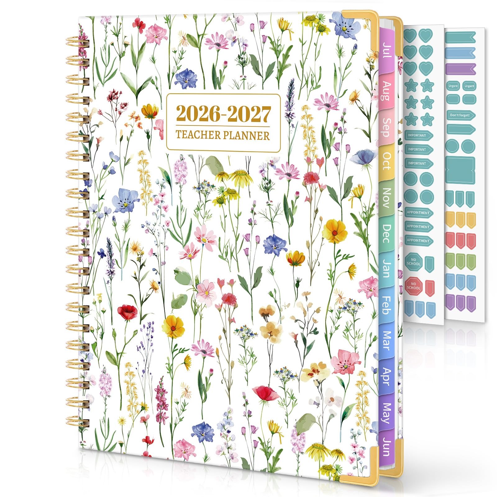 SKYDUE Teacher Planner 2026-2027 Academic Year, 8.5″ x x 11″, FloralA