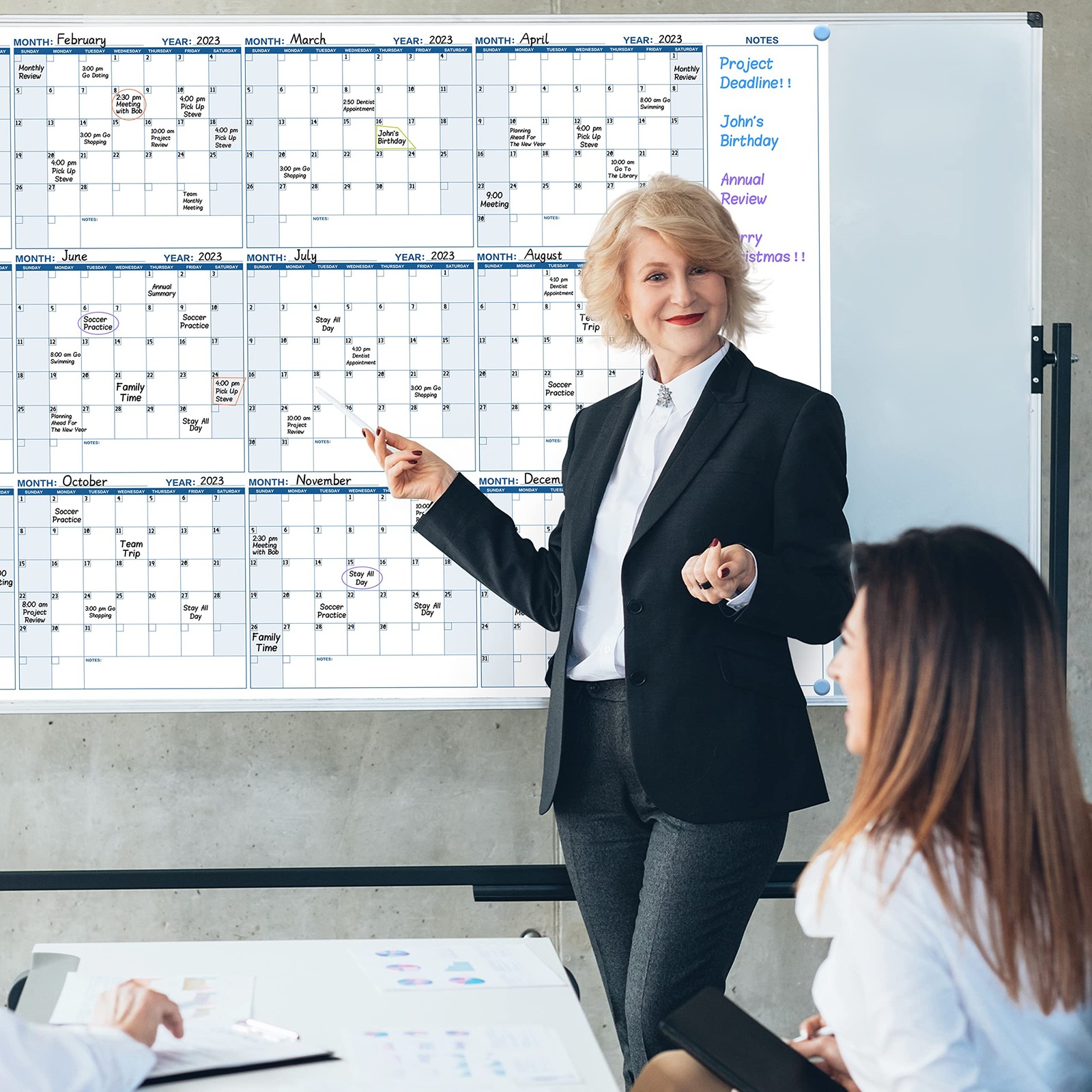 Large Dry Erase Calendar for Wall – Yearly 57.9″ x 37″, blue