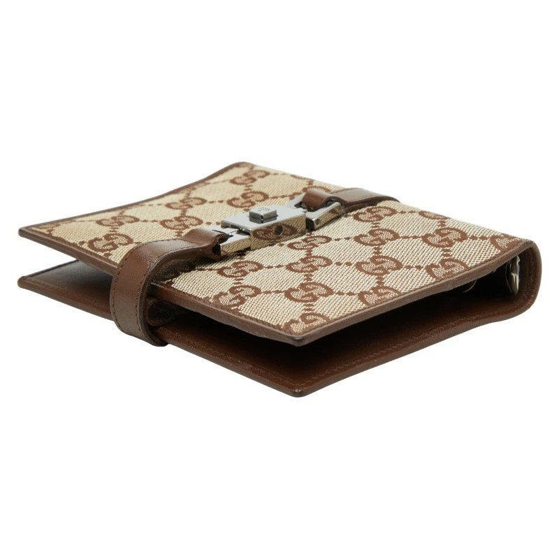 GUCCI notebook cover GG canvas Beige/Brown Leather 14x11cm w/Box F/S
