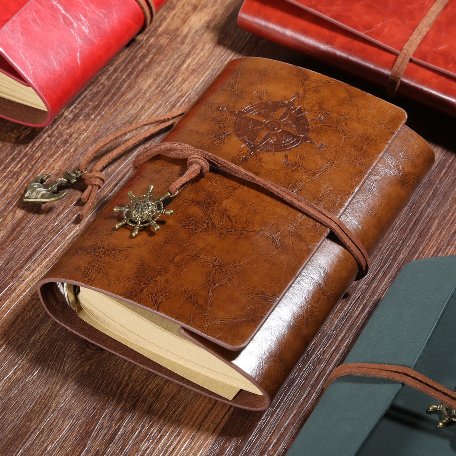 Mtsooning Vintage Leather Journal, 88 Sheets/176 Pages, 5.12″x3.35″, Brown
