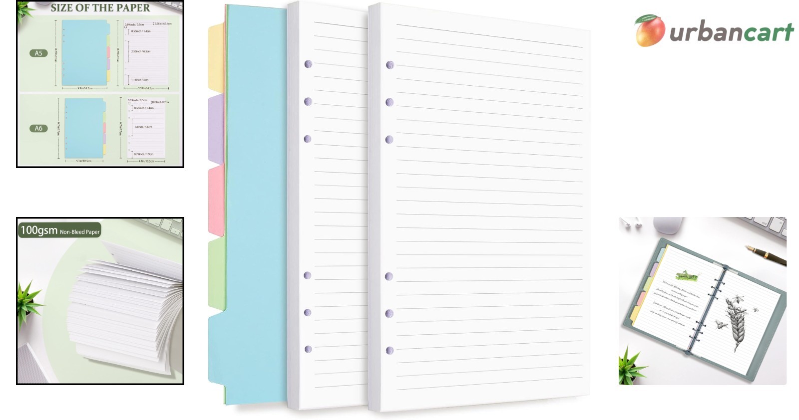 A5 Refill Paper Pack for Binders with Dividers – 240 Pages of White Lined Paper