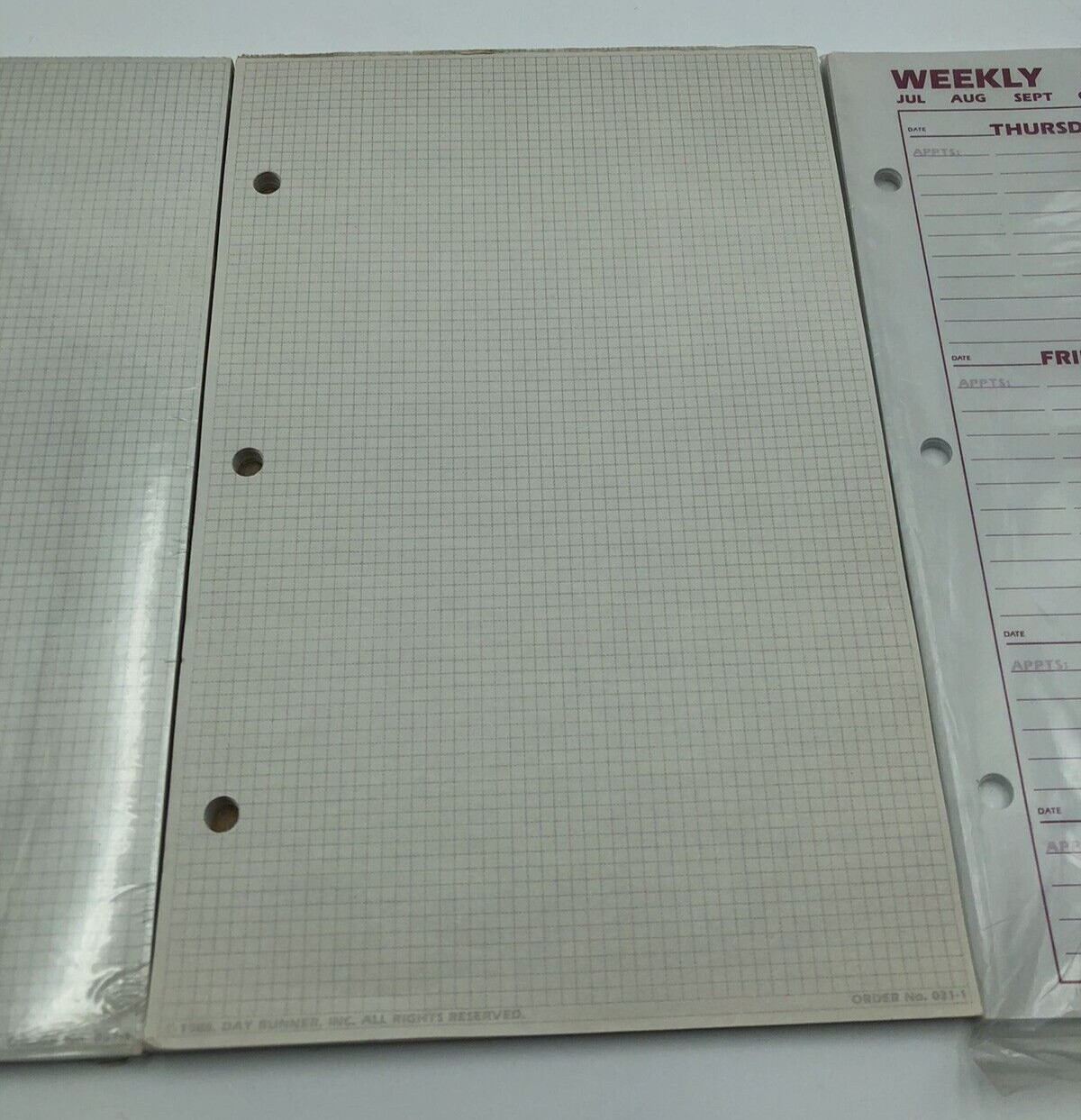 Day Runner Vintage Paper Grid Pad x2 and Weekly Refill for 3-Ring Planners