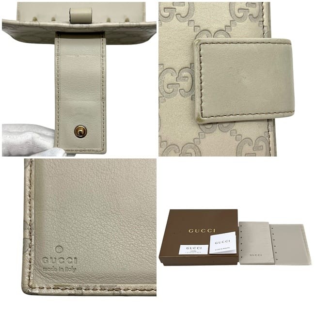 Gucci notebook cover, beige/white, Guccissima line, 115240 A0V1G 9022, 6-ring