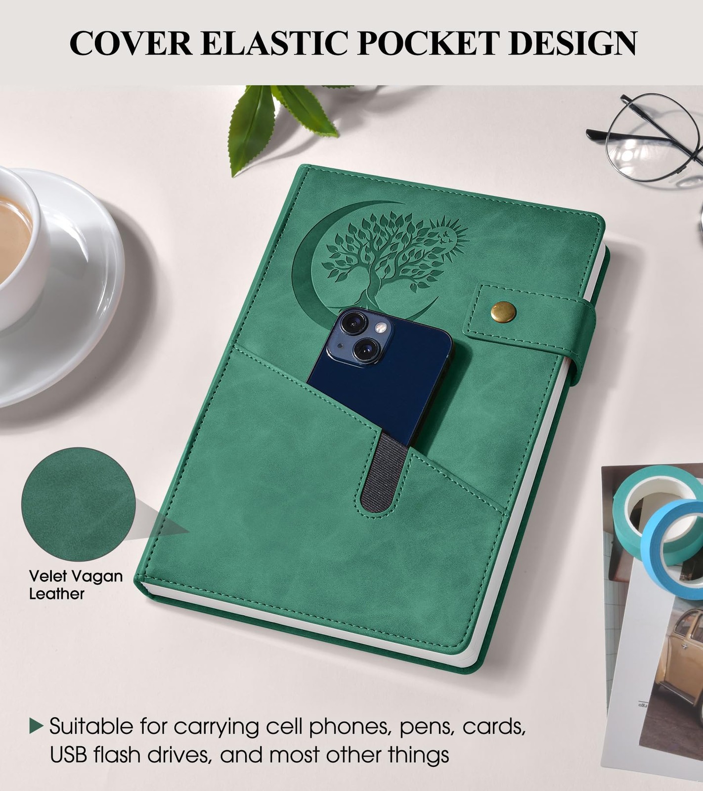 365 Page Thick Lined Journal Notebook for Men A4 size (8.5in x 11in) Green