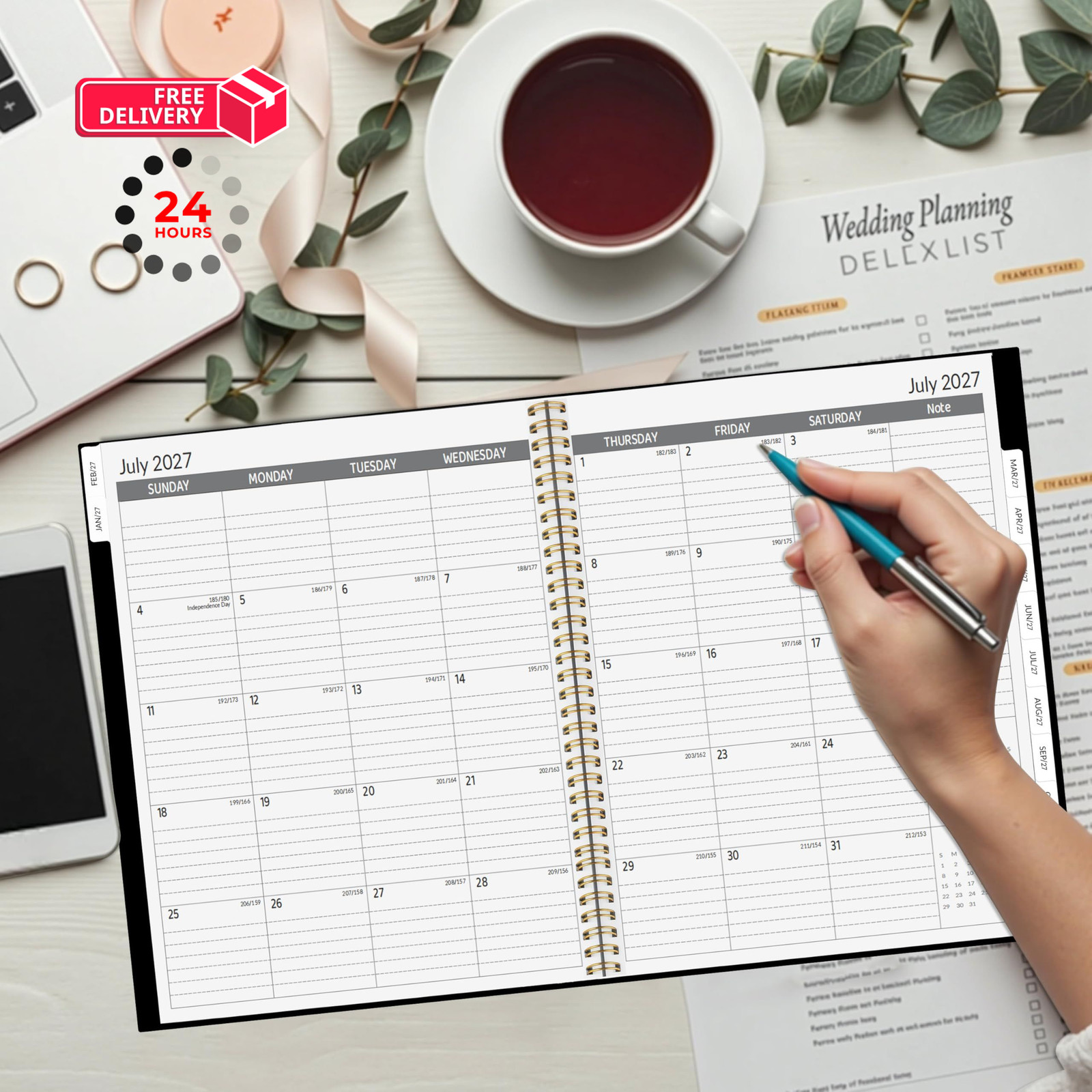 2026-2028 Monthly Planner 2 Year 9 X 11 inches, Black
