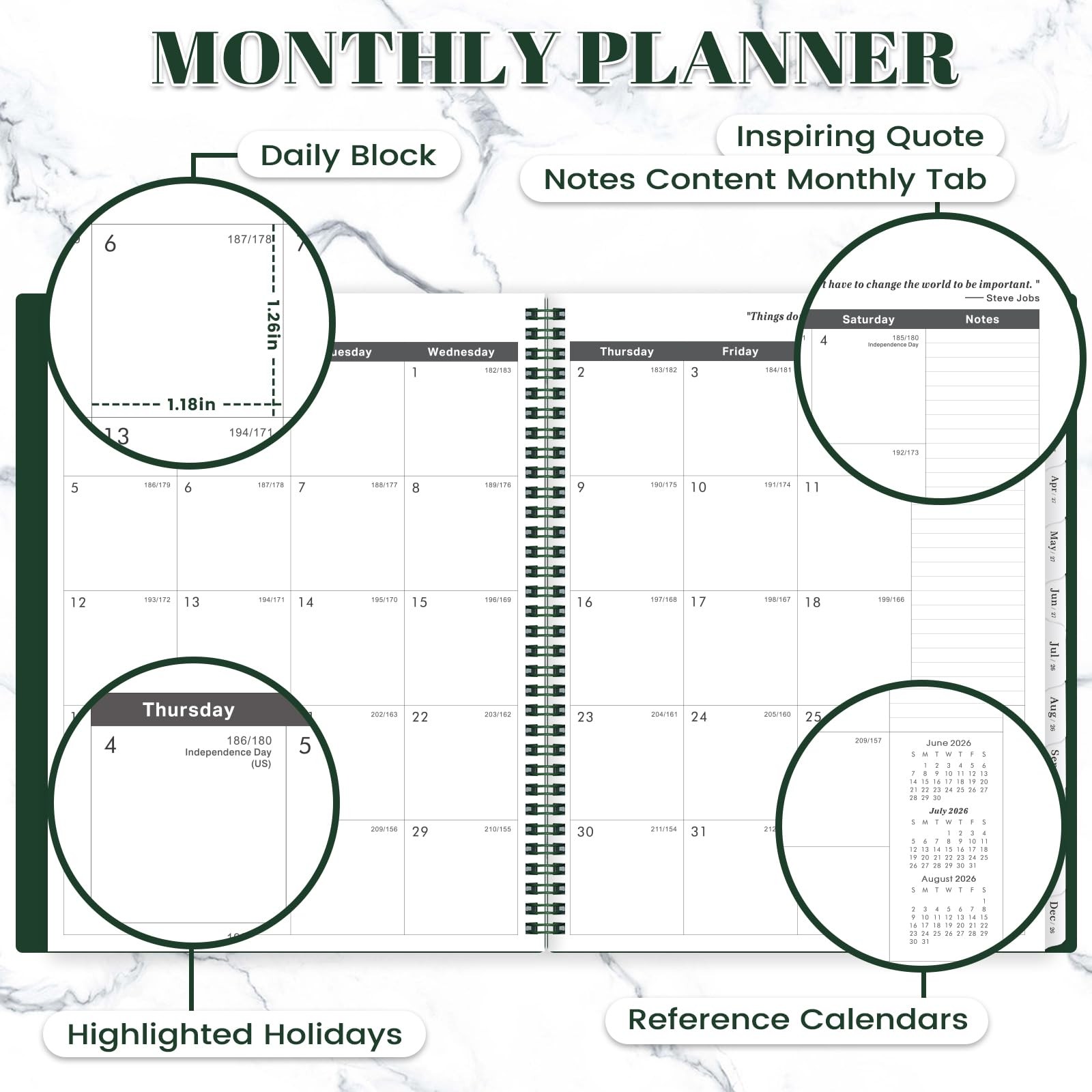 2026 2027 2028 Monthly Planner 24 Month Calendar Tabs Large 9×11 Hardcover