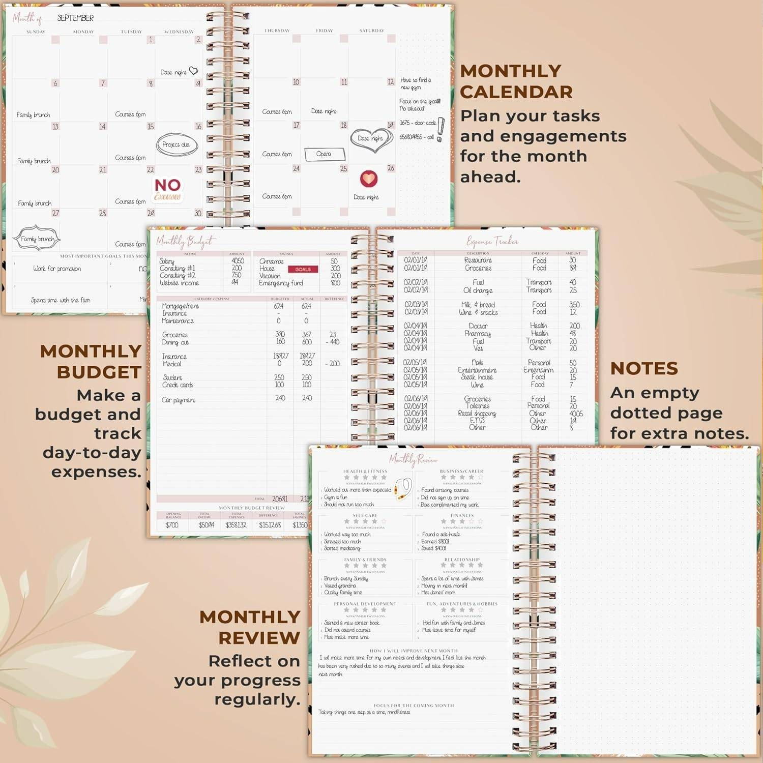 PLANBERRY Large Hourly Schedule Planner Premium 8 x 10.4 (African Terracotta)