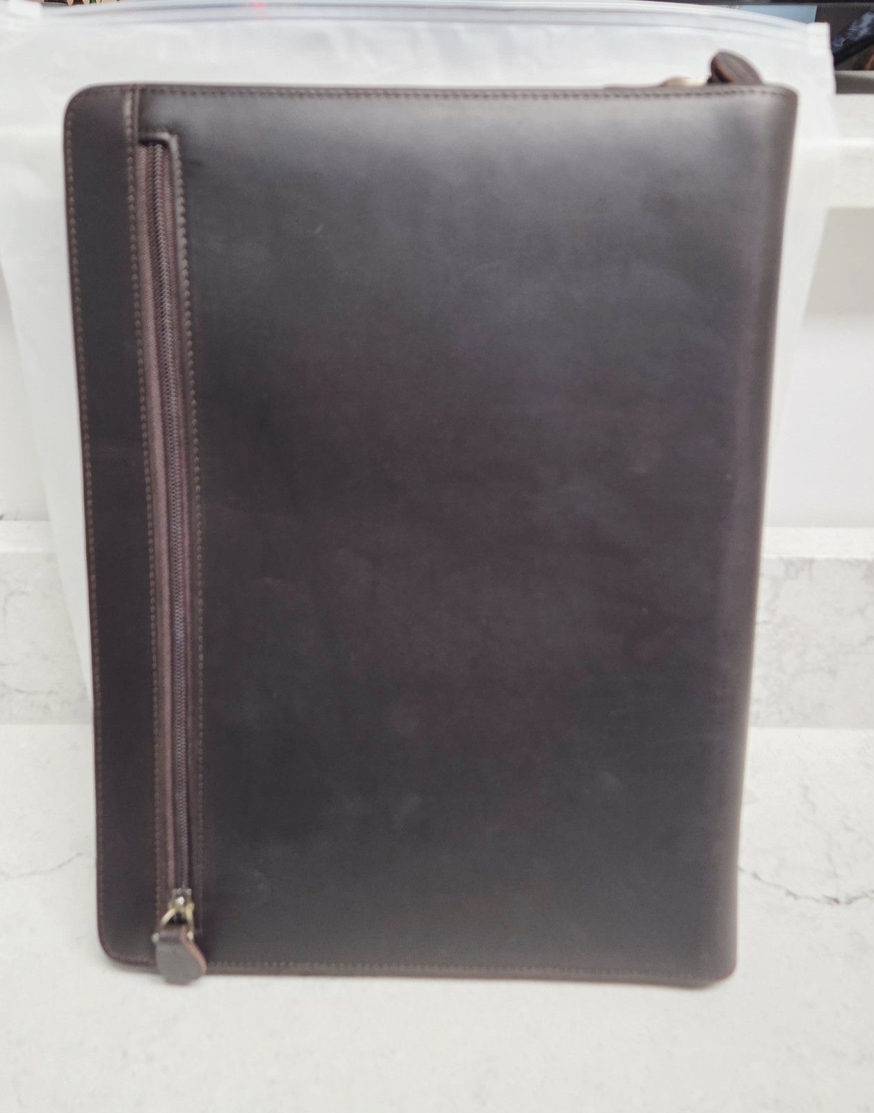 Genuine Leather Professioal Business Portfolio Padfolio Folder with Zipper